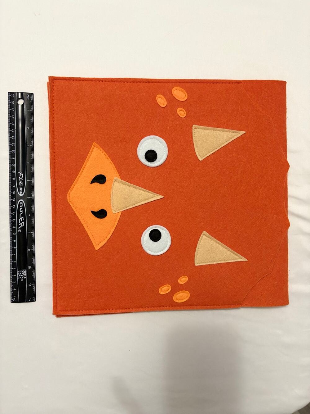Orange Felt Triceratops Dinosaur Bedside Caddy Hanging Storage Organizer Pocket
